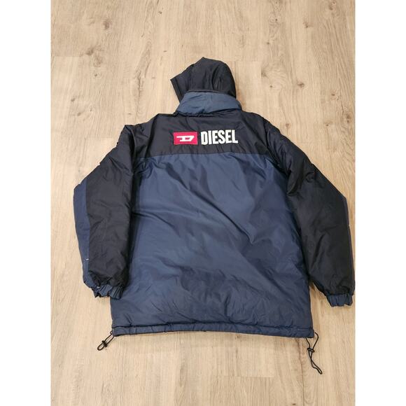 Vintage 90s Y2K Diesel Oversized Reversible Puffer Jacket Men's Large Blue - Picture 8 of 8